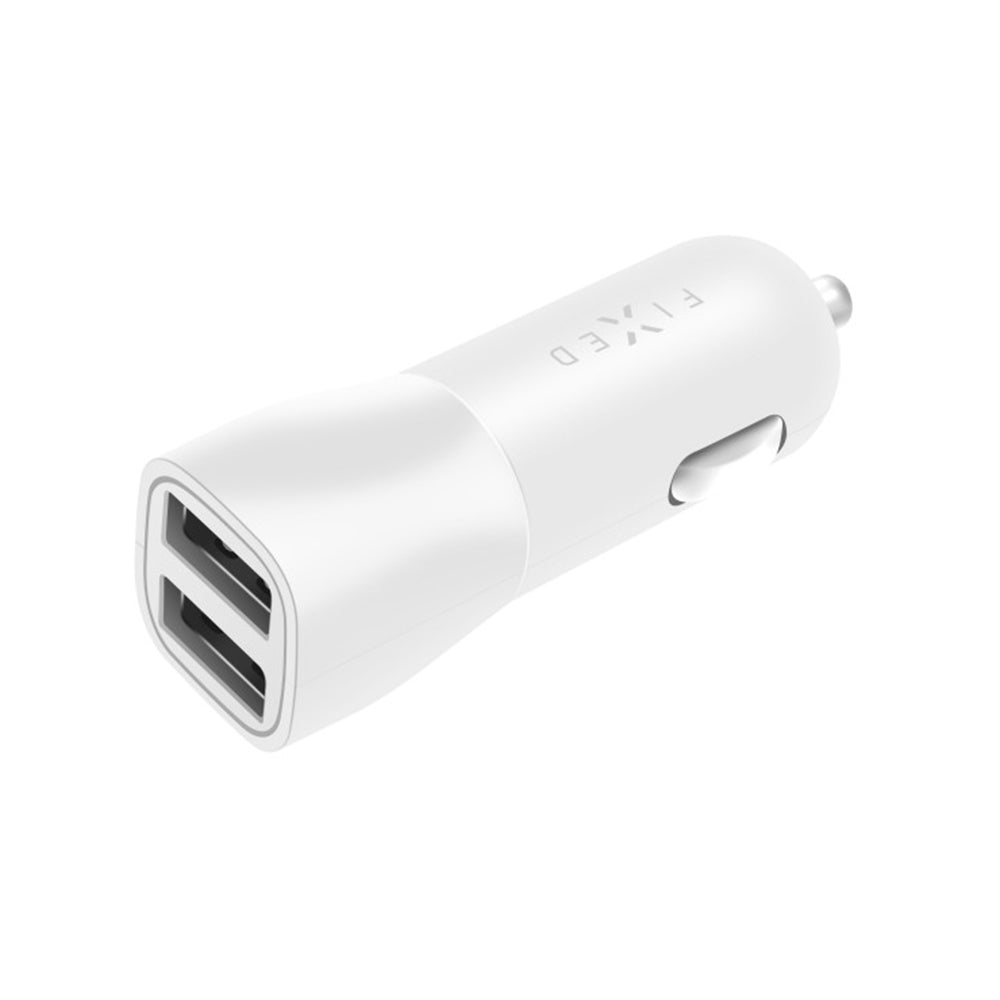 Ładowarka samochodowa Fixed, 15.5W, 3A, 2 x USB-A, Biała
