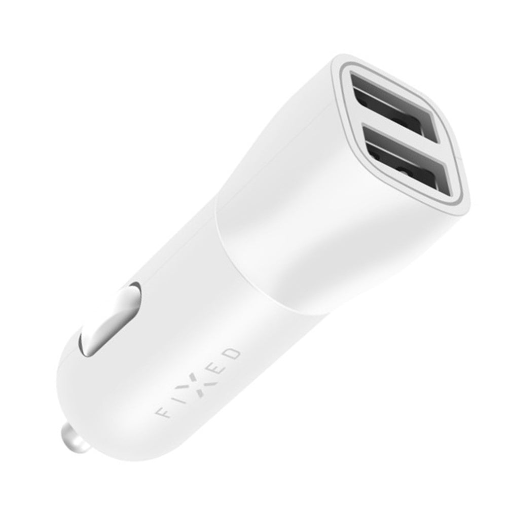 Ładowarka samochodowa Fixed, 15.5W, 3A, 2 x USB-A, Biała