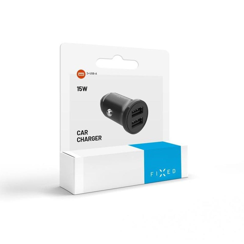 Ładowarka samochodowa Fixed, 15.5W, 3A, 2 x USB-A, Czarna