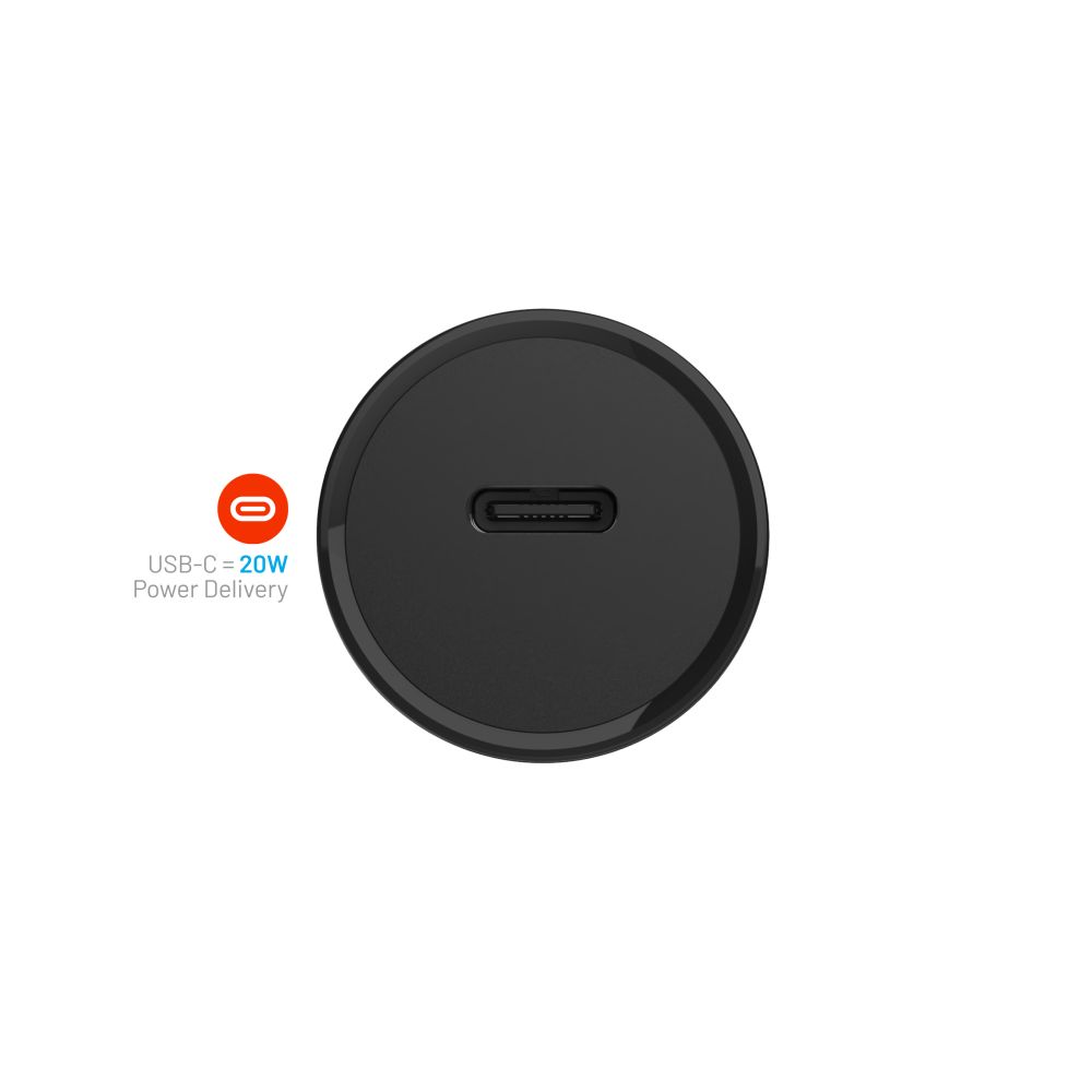 Fixed Auto Charger, 20W, 3A, 1 x USB-C, Black