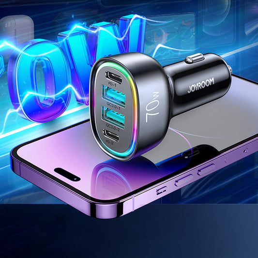 Ładowarka samochodowa Joyroom JR-CL29, 70W, 3A, 2 x USB-A - 2 x USB-C, czarna