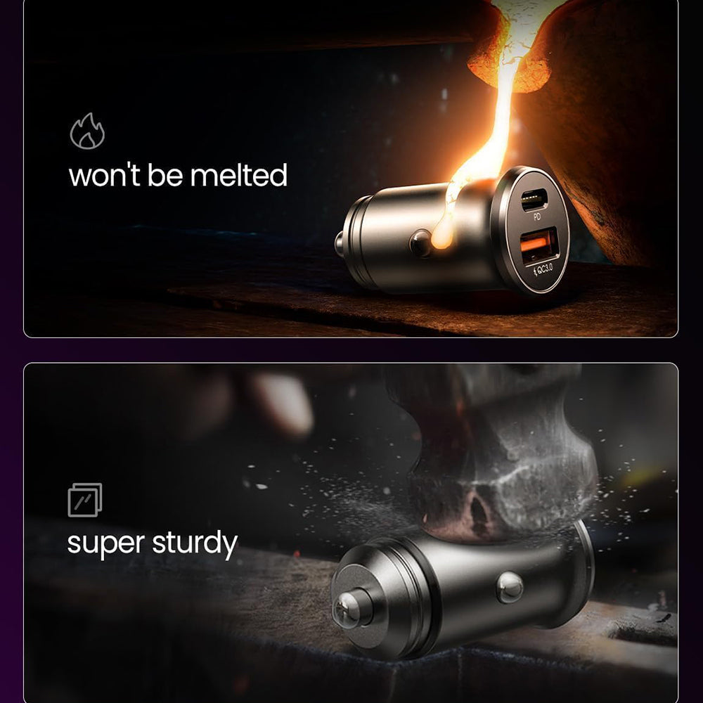 Ładowarka samochodowa Lisen, 51W, 3A, 1 x USB-A - 1 x USB-C, Zestaw 2 sztuki, Czarny YL0223080037