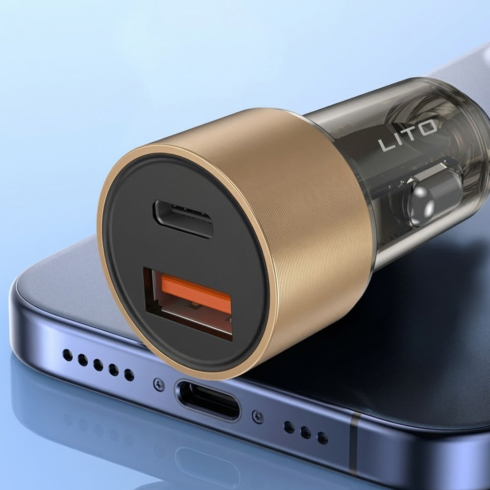 Ładowarka samochodowa Lito IN-C04, 52W, 3A, 1 x USB-A - 1 x USB-C, Czarna