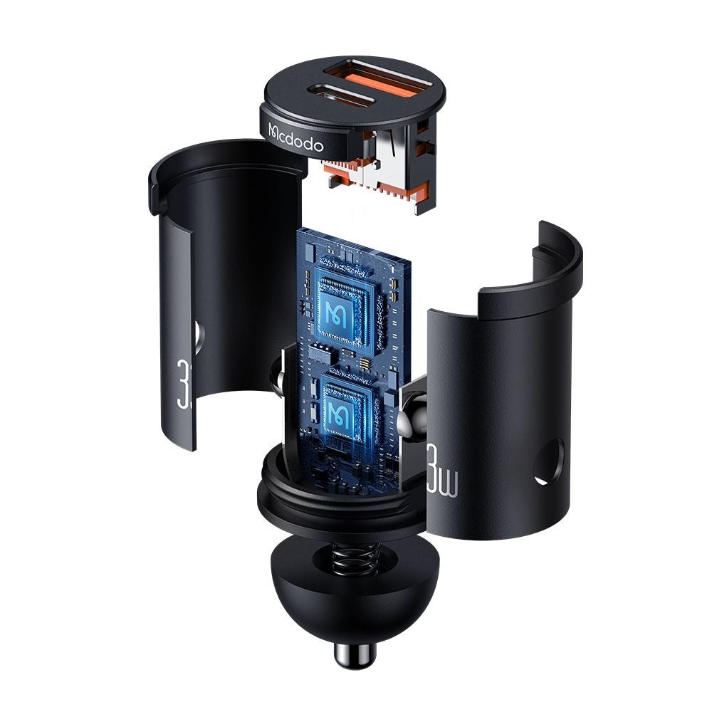 Ładowarka samochodowa McDodo CC-2320 Cool, 33W, 3A, 1 x USB-A - 1 x USB-C, Czarna