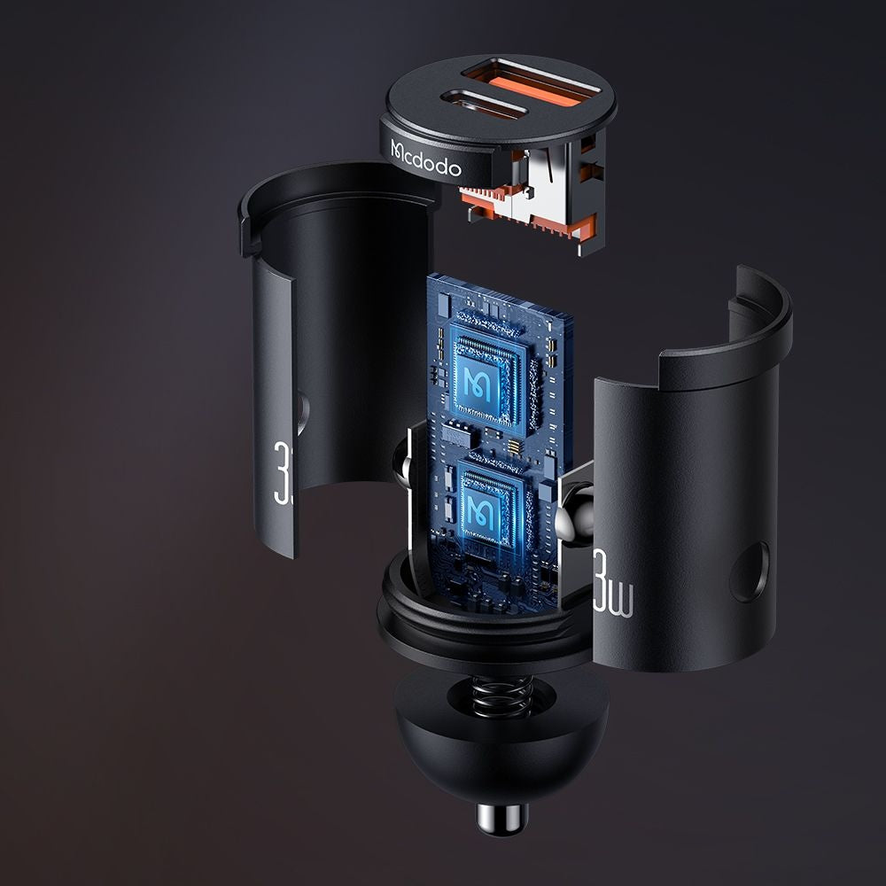 Ładowarka samochodowa McDodo CC-2320 Cool, 33W, 3A, 1 x USB-A - 1 x USB-C, Czarna
