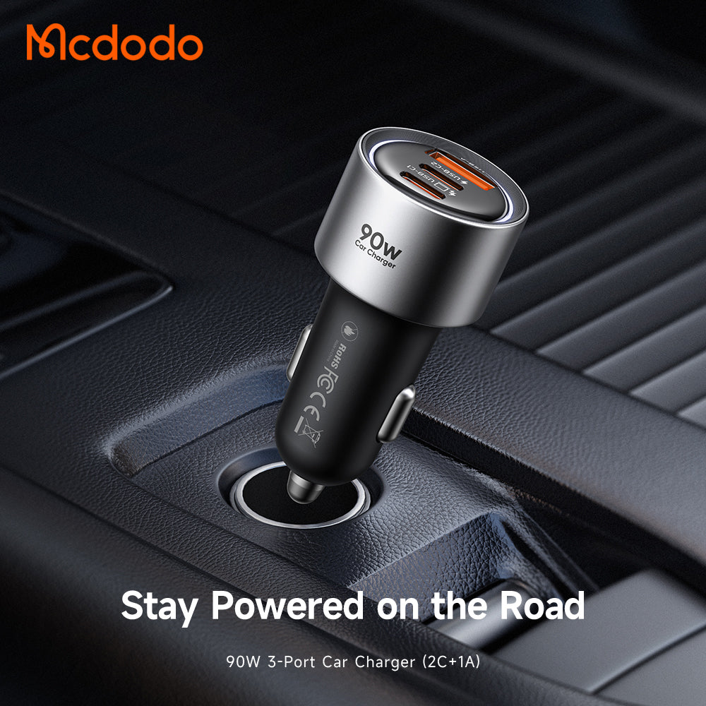 Ładowarka samochodowa McDodo CC-3110 Gana, 90W, 3A, 1 x USB-A - 2 x USB-C, czarna