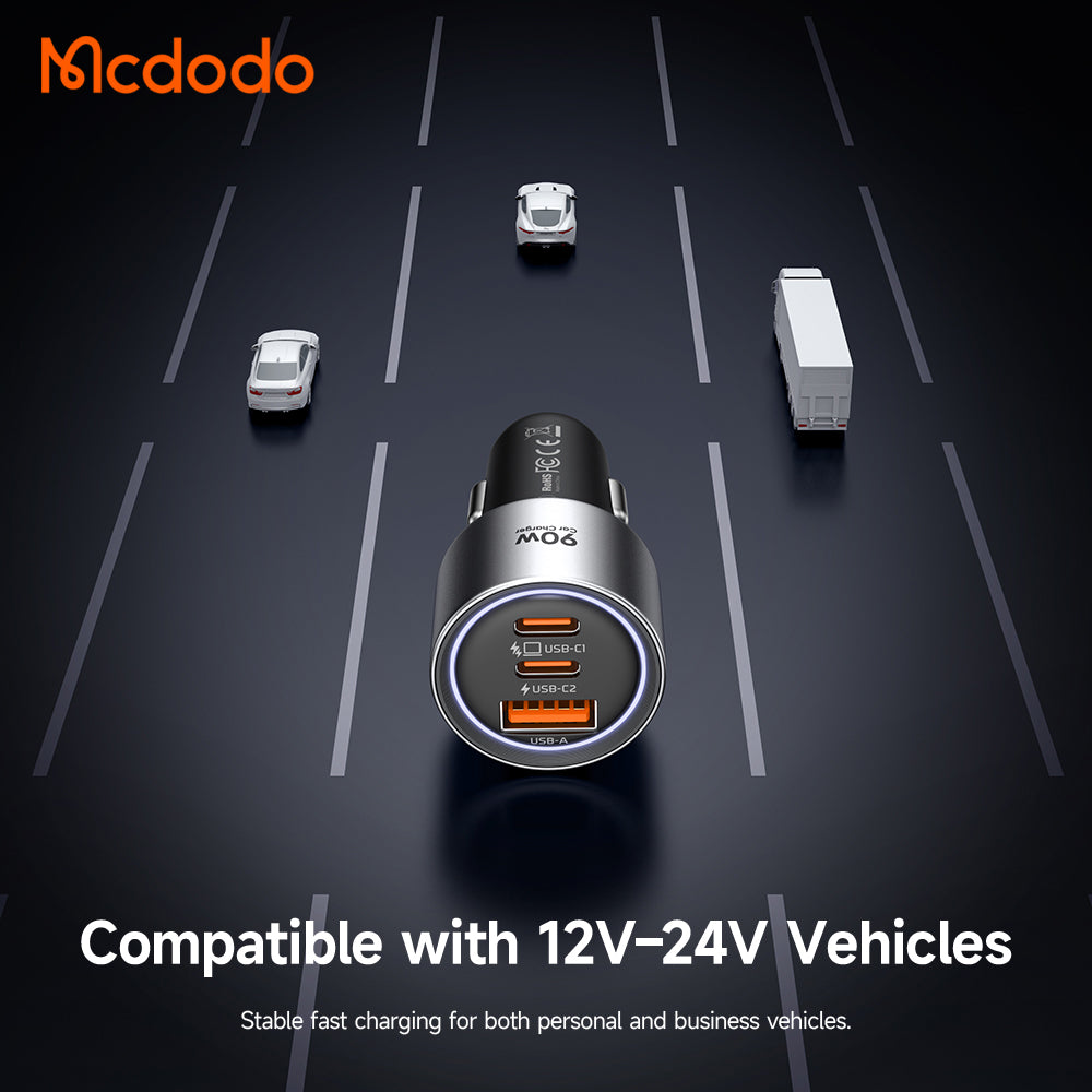 Ładowarka samochodowa McDodo CC-3110 Gana, 90W, 3A, 1 x USB-A - 2 x USB-C, czarna