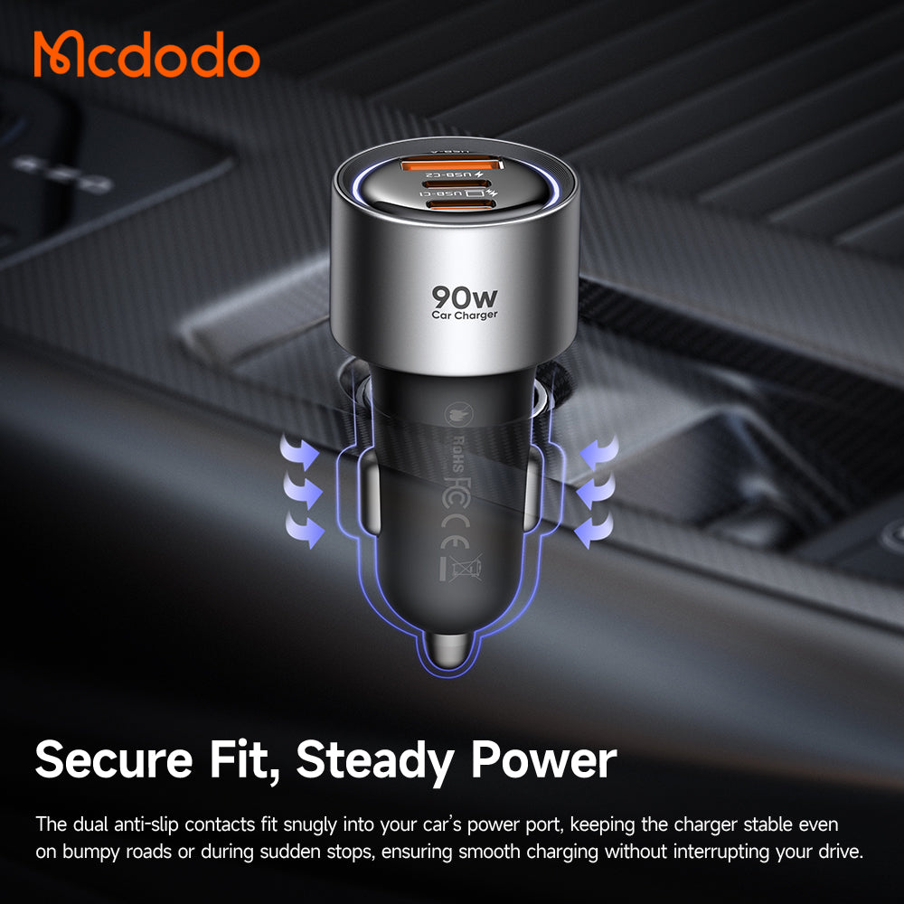 Ładowarka samochodowa McDodo CC-3110 Gana, 90W, 3A, 1 x USB-A - 2 x USB-C, czarna