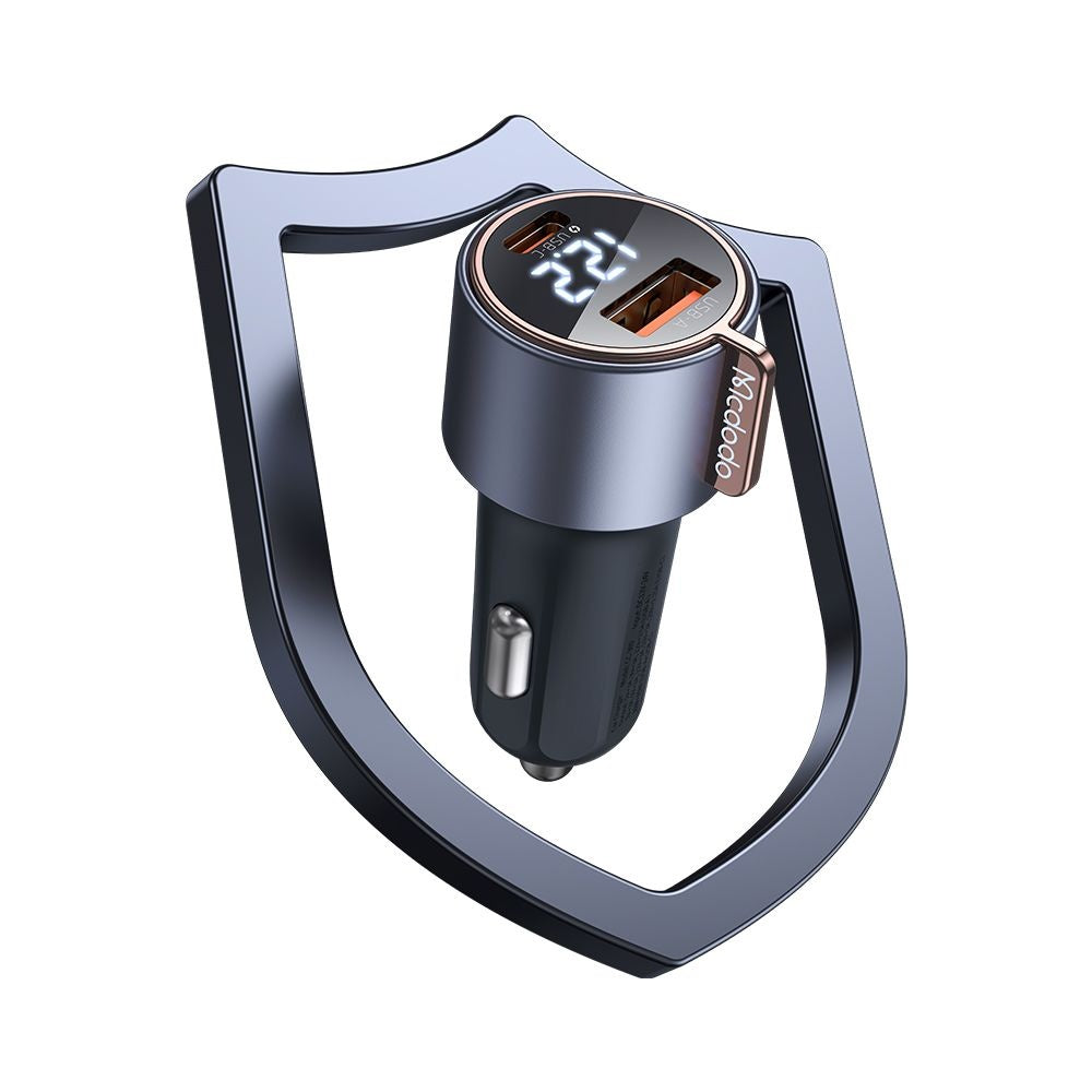 Ładowarka samochodowa McDodo CC-3690 Venus Display, 75W, 3A, 1 x USB-A - 1 x USB-C, Czarny