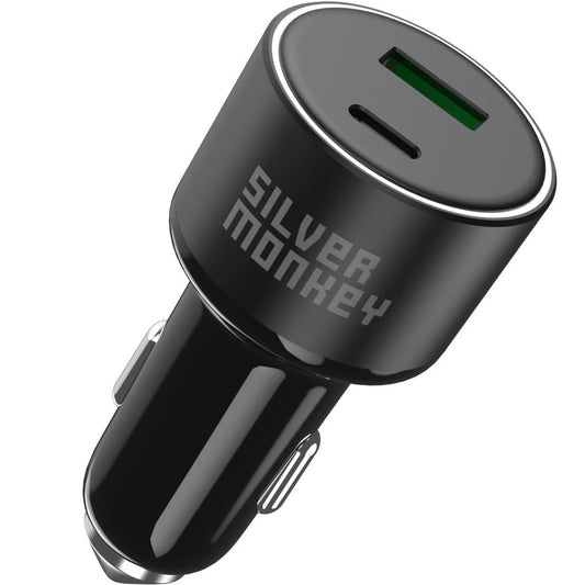 Ładowarka samochodowa Silver Monkey SMA014, 100W, 3A, 1 x USB-A - 1 x USB-C, czarna