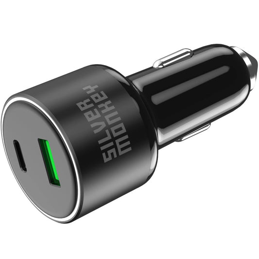 Ładowarka samochodowa Silver Monkey SMA014, 100W, 3A, 1 x USB-A - 1 x USB-C, czarna