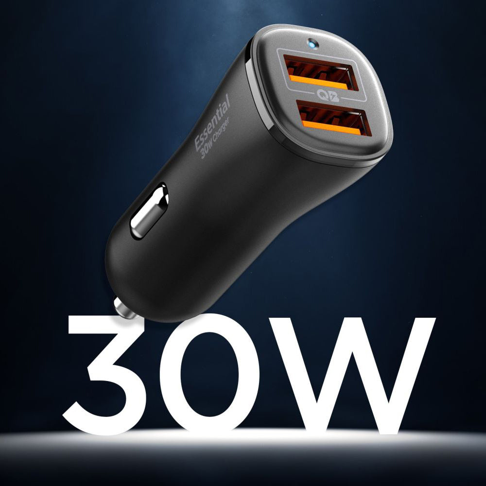 Ładowarka samochodowa Spigen EV302 Essential, 30W, 3A, 2 x USB-A, Czarna