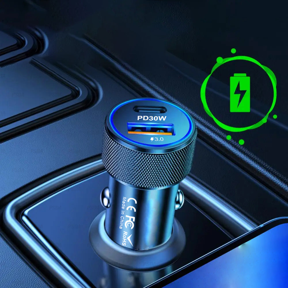 Ładowarka samochodowa Techsuit C2 VoltDuo, 30W, 3A, 1 x USB-A - 1 x USB-C, Czarna