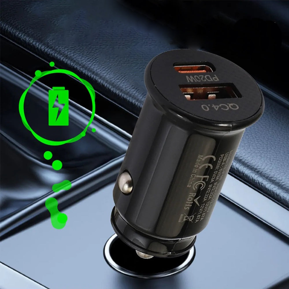 Ładowarka samochodowa Techsuit C4 MiniFuseX, 20W, 3A, 1 x USB-A - 1 x USB-C, Czarna