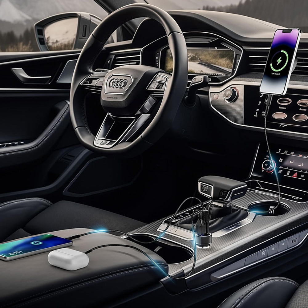 Ładowarka samochodowa Techsuit C6 DriveBoost, 60W, 3A, 1 x USB-A - 2 x USB-C, Srebrna