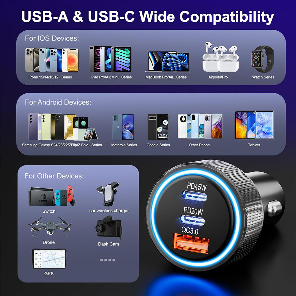 Ładowarka samochodowa Techsuit C6 DriveBoost, 60W, 3A, 1 x USB-A - 2 x USB-C, Srebrna