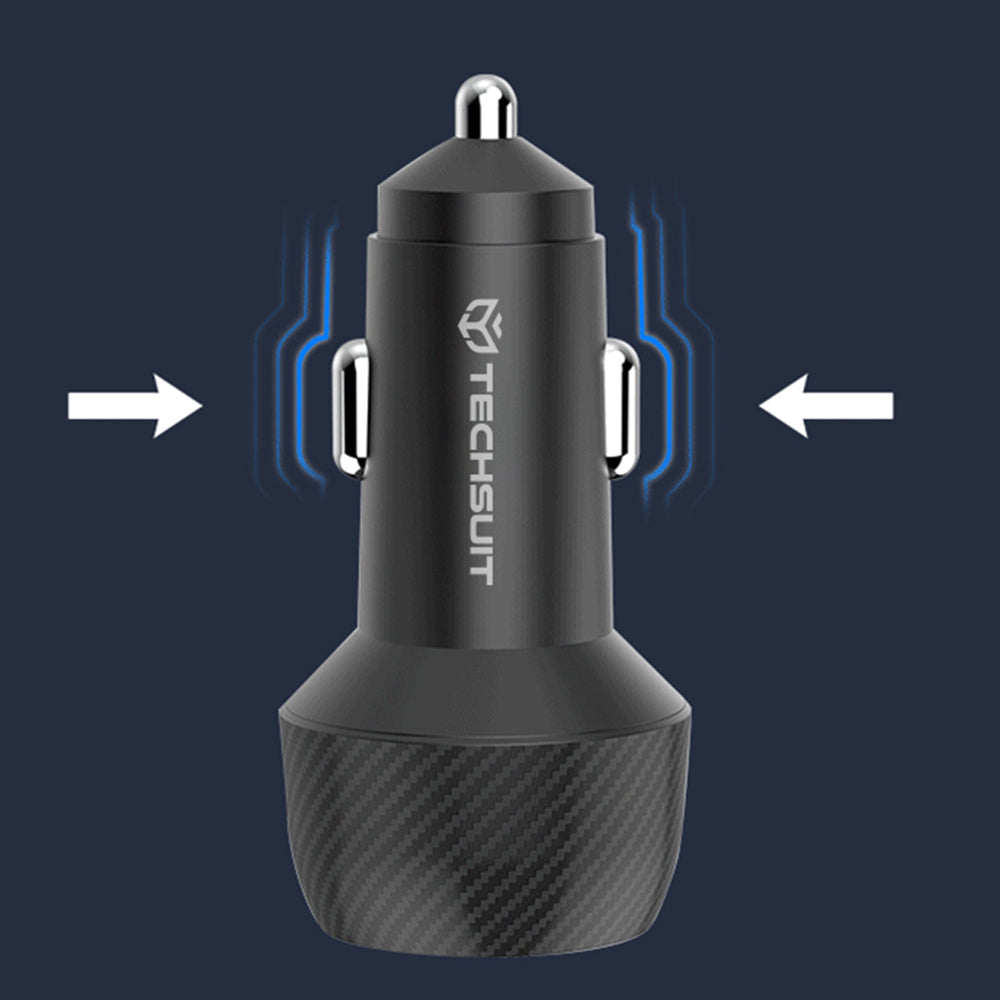 Ładowarka samochodowa Techsuit C7 CarbonVolt, 48W, 3A, 1 x USB-A - 1 x USB-C, Czarna