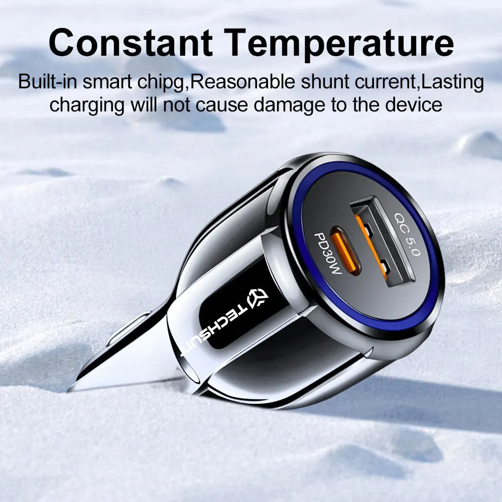 Ładowarka samochodowa Techsuit TE-022 Premium, 60W, 3A, 1 x USB-A - 1 x USB-C, Czarna