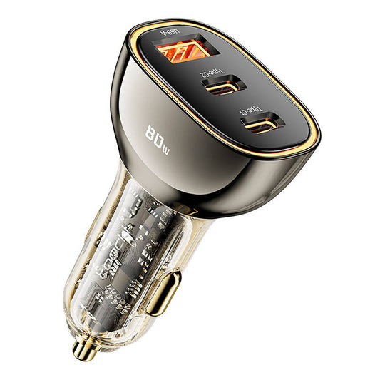 Toocki Ładowarka samochodowa 2C+A, 80W, 3A, 1 x USB-A - 2 x USB-C, czarna TCC2C 1A-XF01 TCC2C 1A-XF01