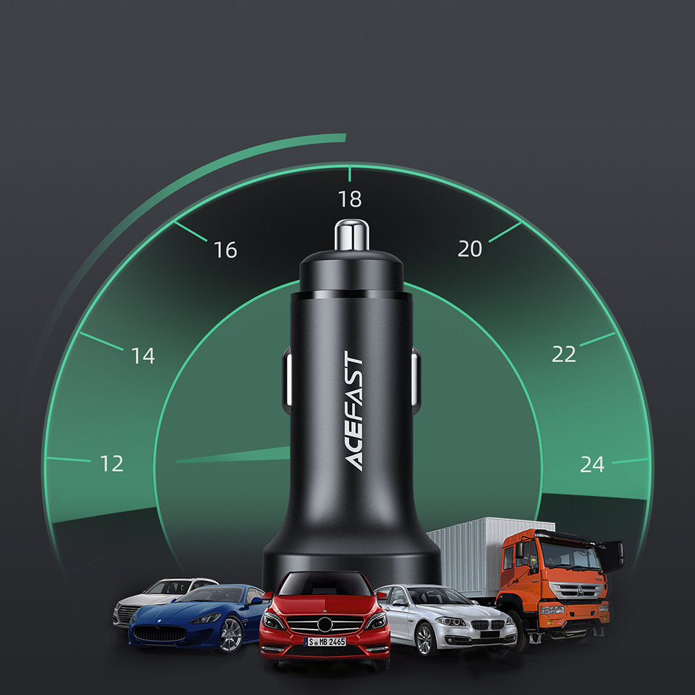 Ładowarka samochodowa Acefast B2, 72W, 3A, 2 x USB-C, Czarna