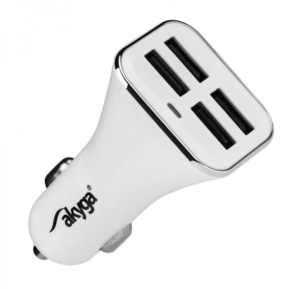 Ładowarka samochodowa Akyga AK-CH-09, 10W, 2A, 4 x USB-A, Biała