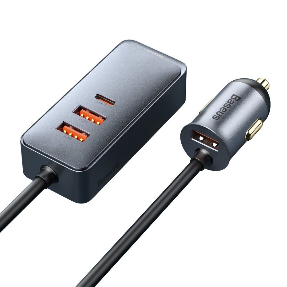 Ładowarka samochodowa Baseus Share Together, 120W, 3A, 3 x USB-A - 1 x USB-C, Szara CCBT-B0G