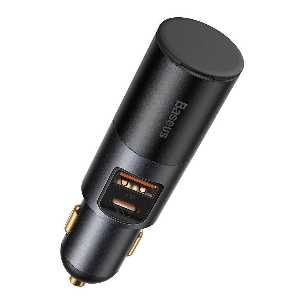 Ładowarka samochodowa Baseus Share Together, 120W, 3A, 1 x USB-A - 1 x USB-C - 1 x Przedłużacz zapalniczki, Szary CCBT-C0G