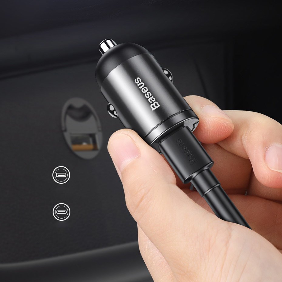 Ładowarka samochodowa Baseus Star Mini, 30W, 3A, 1 x USB-A, Szara VCHX-A0G