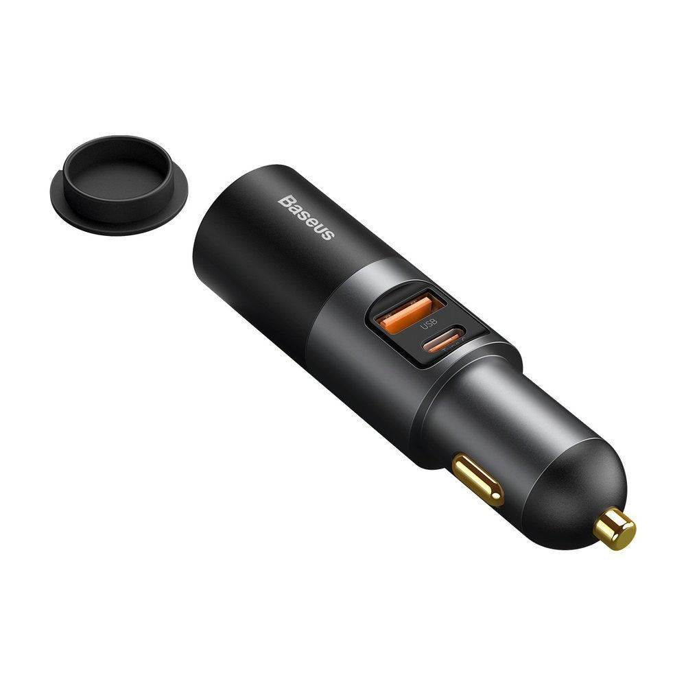 Ładowarka samochodowa Baseus Share Together, 120W, 3A, 1 x USB-A - 1 x USB-C - 1 x Przedłużacz zapalniczki, Szary CCBT-C0G