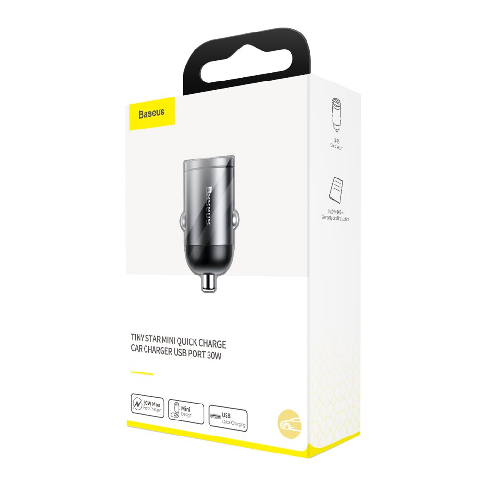 Ładowarka samochodowa Baseus Star Mini, 30W, 3A, 1 x USB-A, Szara VCHX-A0G