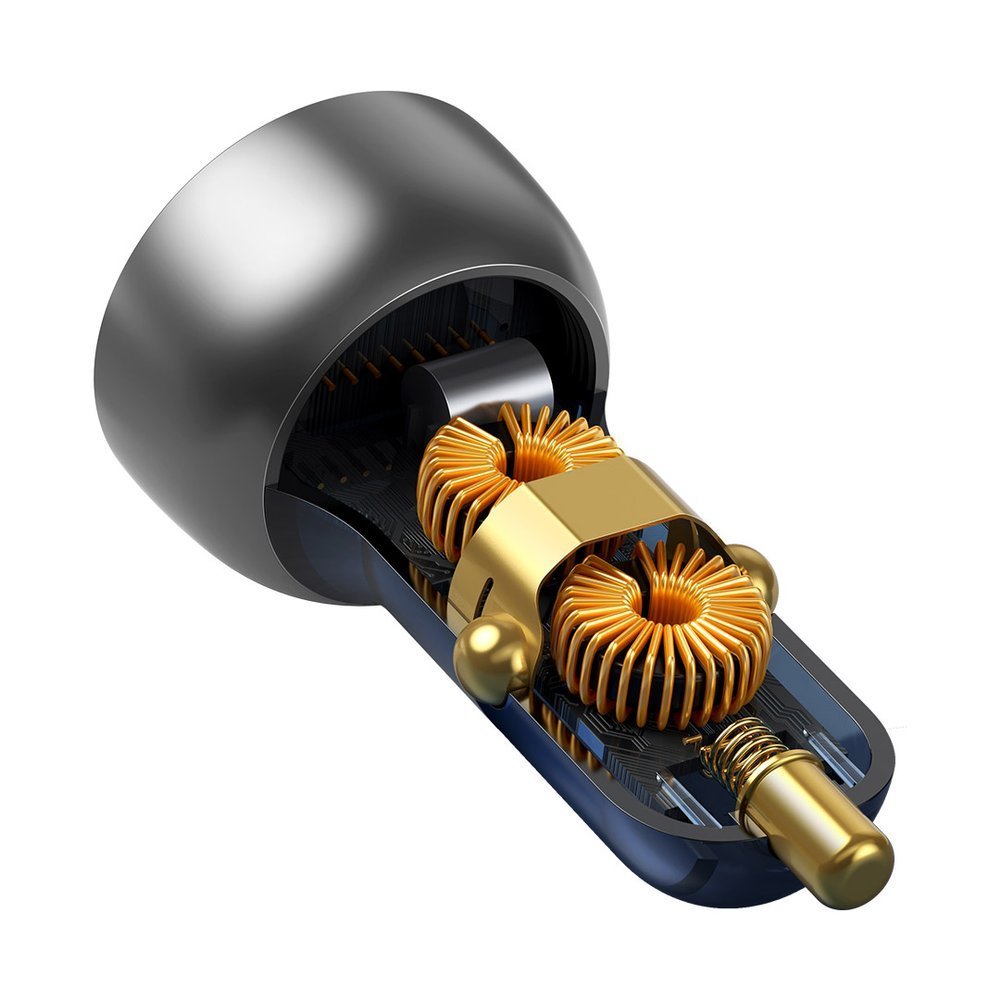 Ładowarka samochodowa Baseus, 65W, 5A, 1 x USB-A - 1 x USB-C, Szara CCKX-C0A