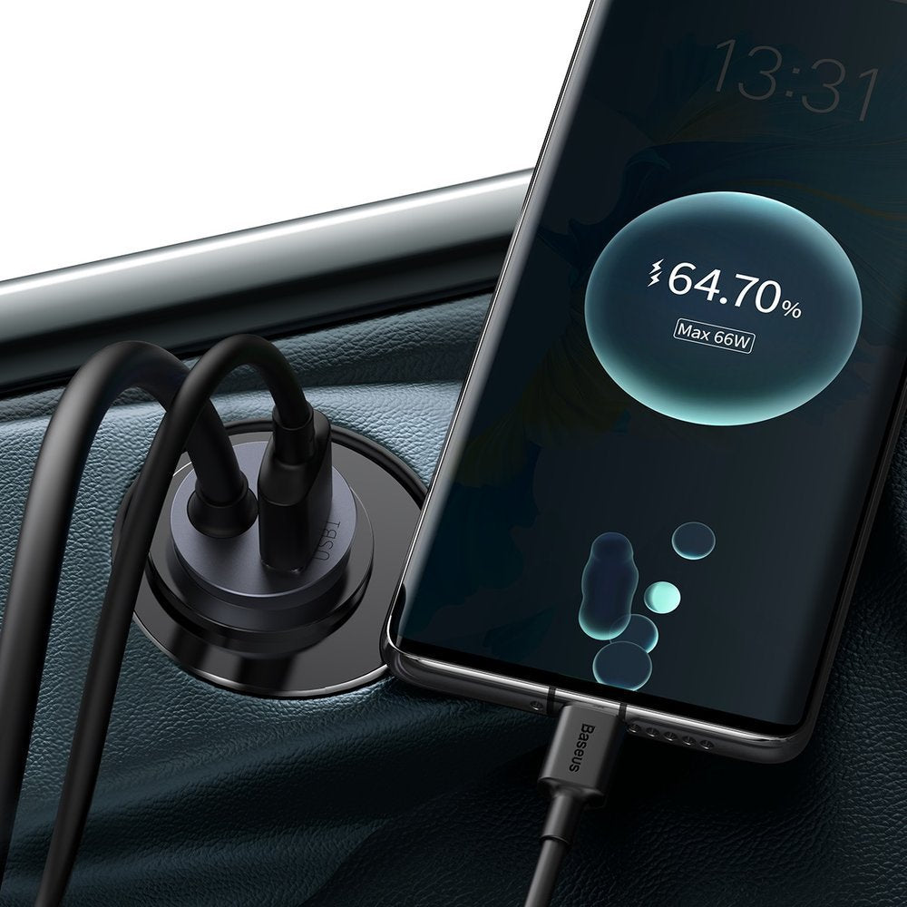 Ładowarka samochodowa Baseus Share Together, 120W, 3A, 3 x USB-A - 1 x USB-C, Szara CCBT-B0G