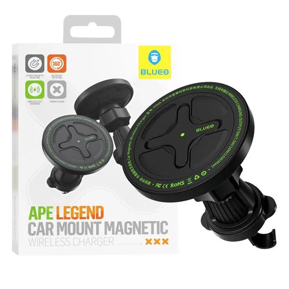 Ładowarka samochodowa bezprzewodowa Blueo Ape Legend, 15W, 1.67A, Czarna
