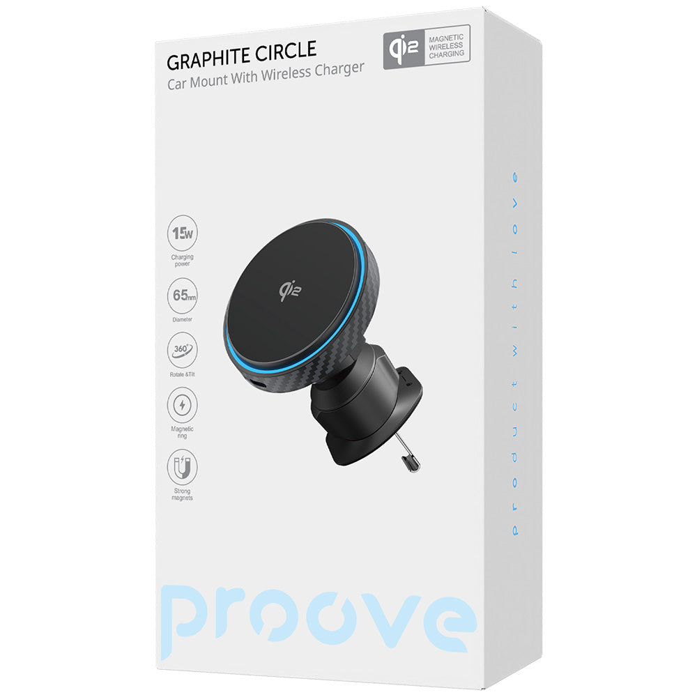 Ładowarka samochodowa bezprzewodowa Proove Graphite Circle, 15W, 1.67A, Czarna WHGC15010001