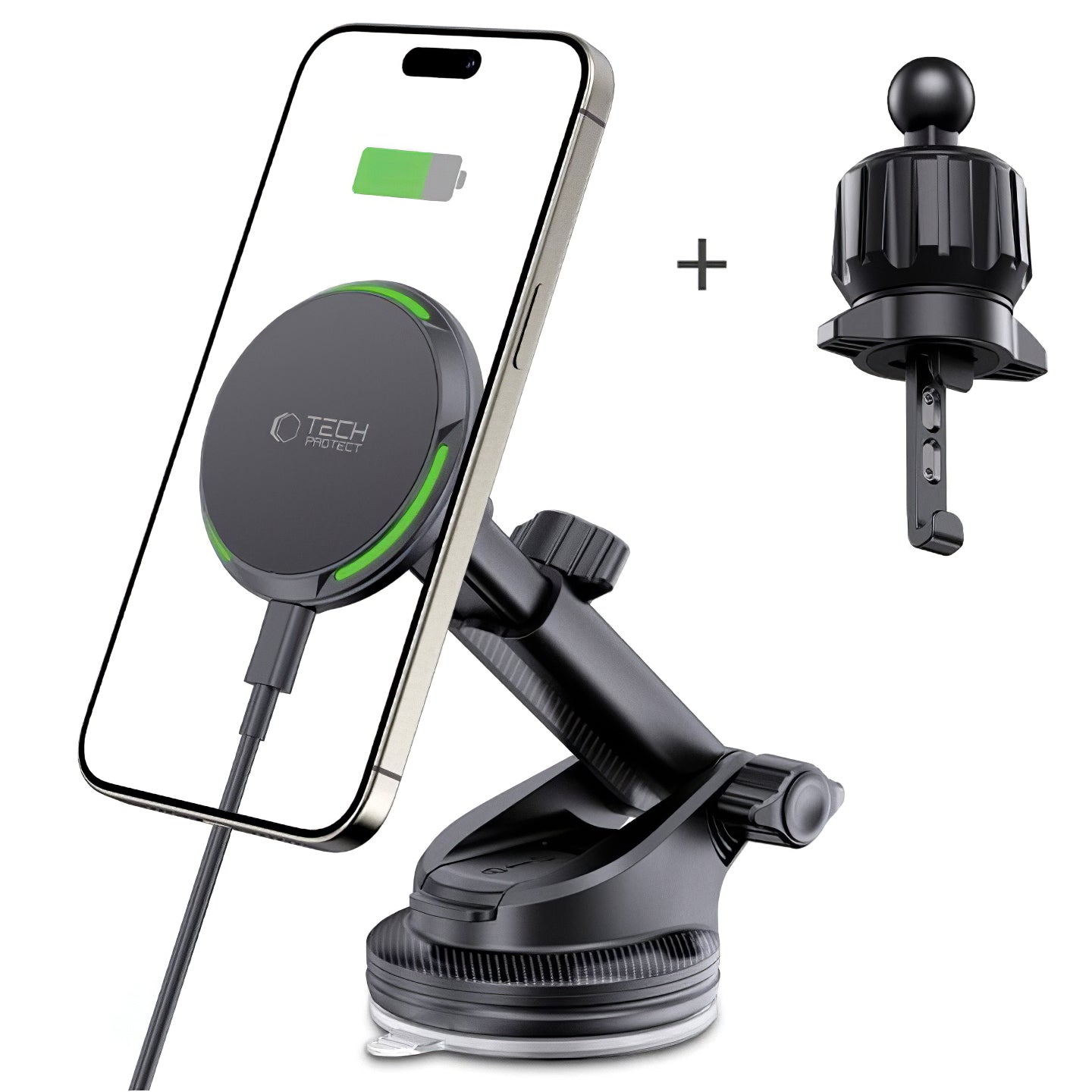 Bezprzewodowa ładowarka samochodowa Tech-Protect MM15W-V7 QI2, 15 W, 1,67 A, czarna