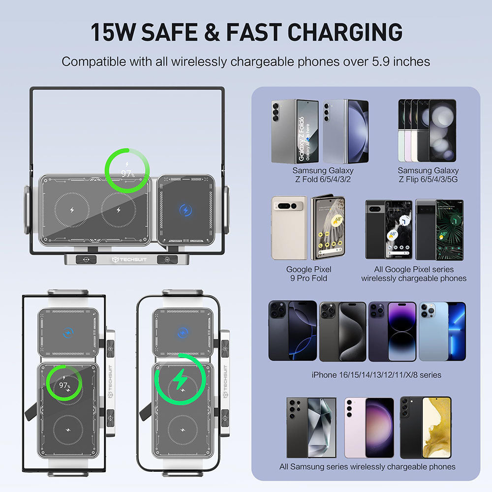 Ładowarka samochodowa bezprzewodowa Techsuit SW1 ModoDock, 15W, 1.67A, Czarna