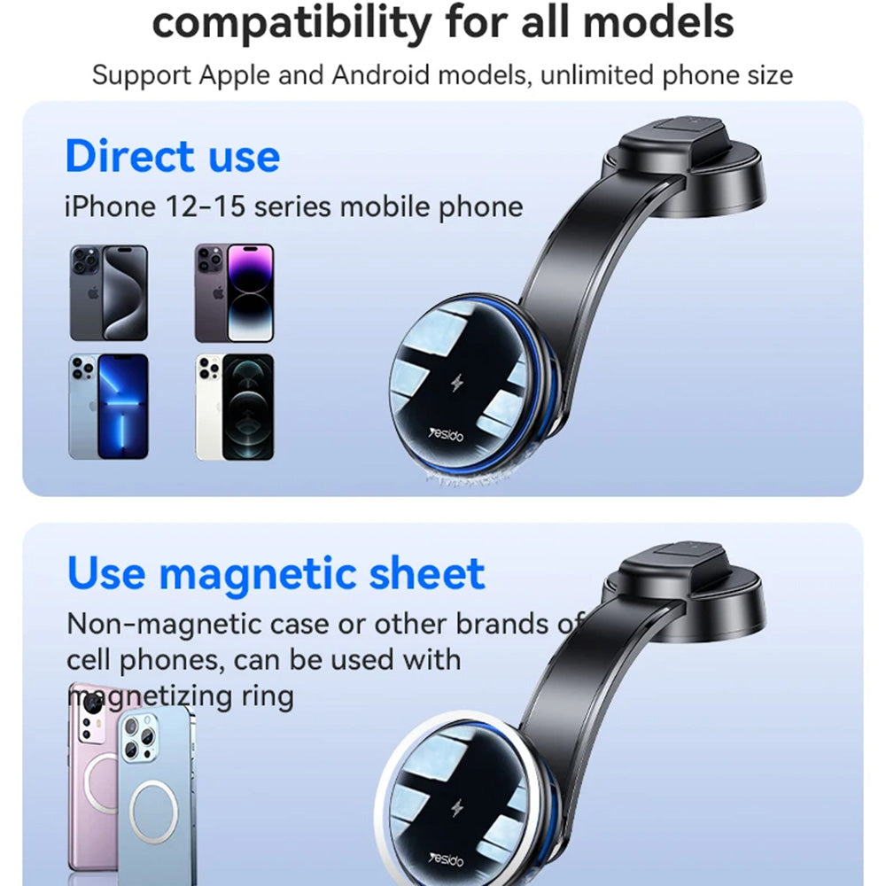 Ładowarka samochodowa bezprzewodowa Yesido C311, 15W, 1.67A, Czarna