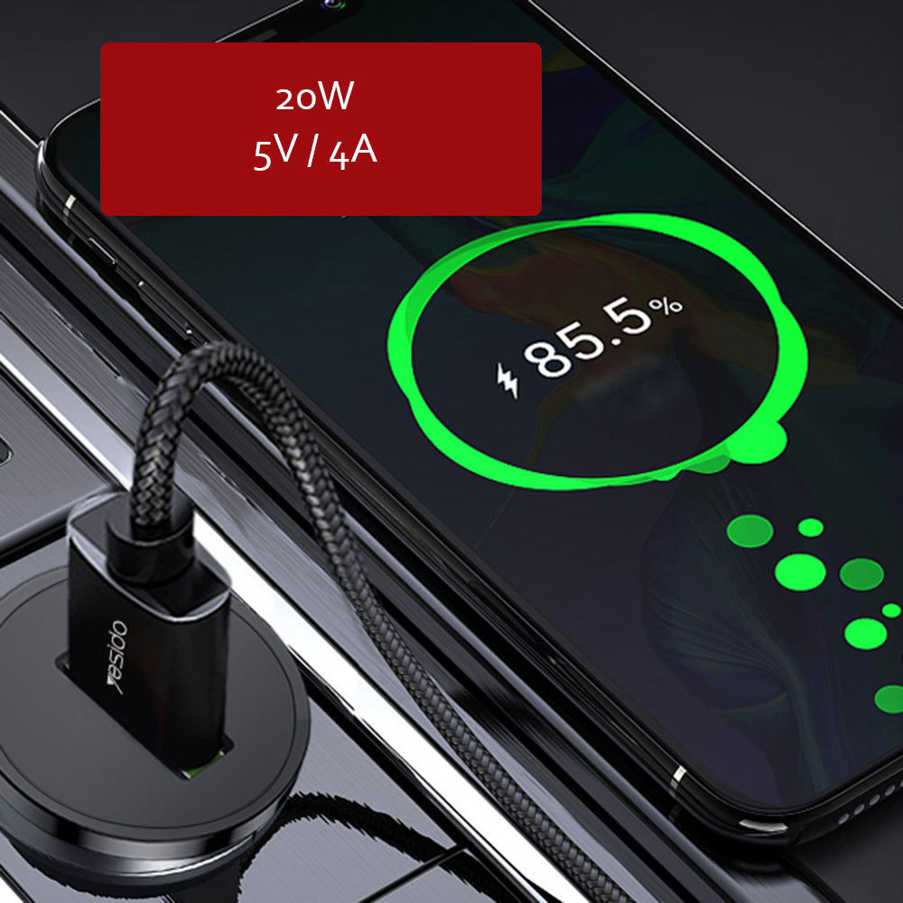 Ładowarka samochodowa Yesido Y38, 18W, 3A, 1 x USB-A, Czarna