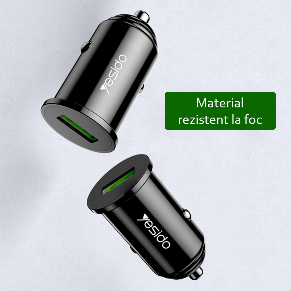 Ładowarka samochodowa Yesido Y38, 18W, 3A, 1 x USB-A, Czarna