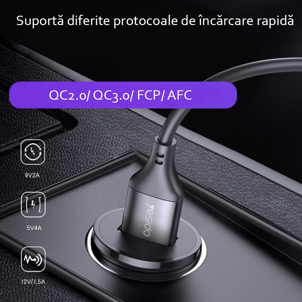 Ładowarka samochodowa Yesido Y38, 18W, 3A, 1 x USB-A, Czarna