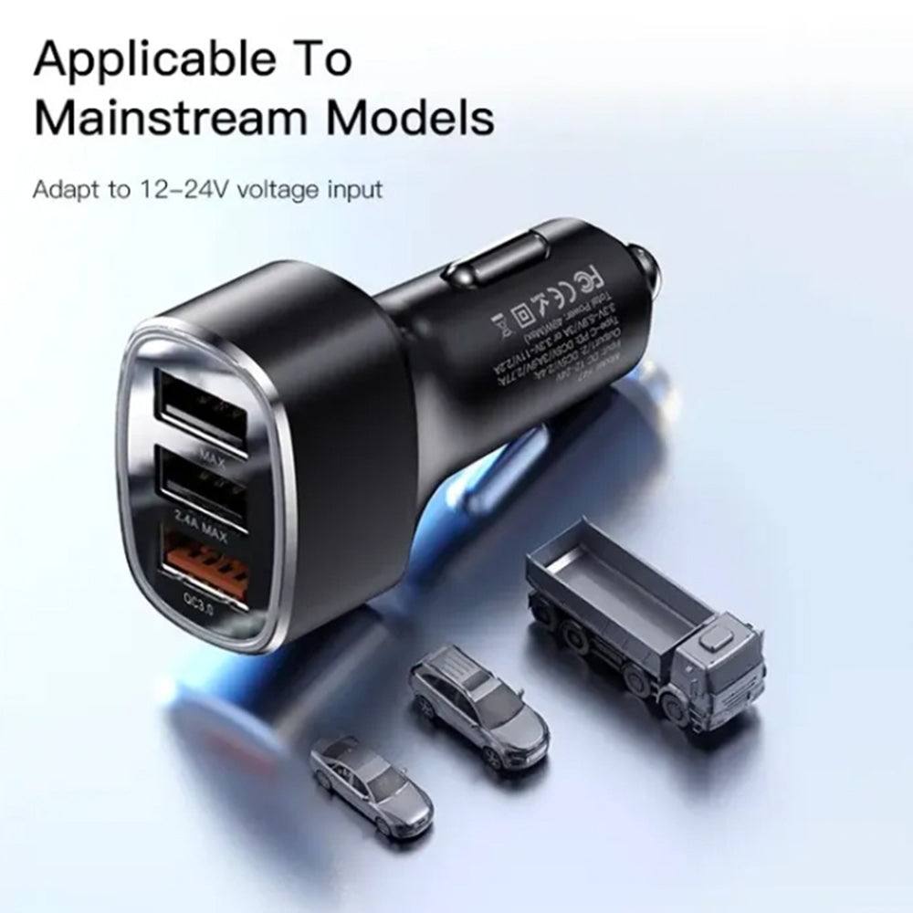 Ładowarka samochodowa Yesido Y46, 42W, 3A, 3 x USB-A, Czarna