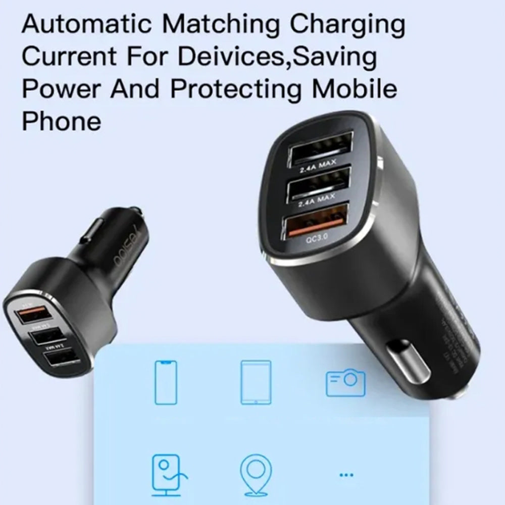 Ładowarka samochodowa Yesido Y46, 42W, 3A, 3 x USB-A, Czarna