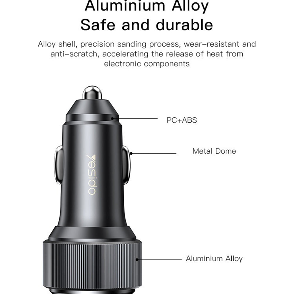 Ładowarka samochodowa Yesido Y50, 60W, 3A, 1 x USB-A - 2 x USB-C, Czarna