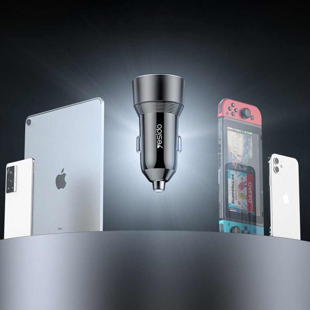 Ładowarka samochodowa Yesido Y64, 50W, 3A, 1 x USB-A - 1 x USB-C, Czarny