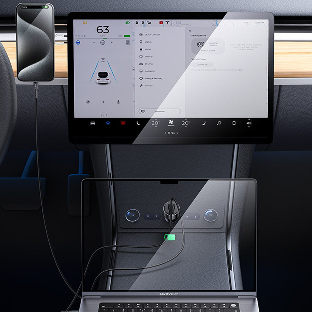 Ładowarka samochodowa Yesido Y65, 100W, 5A, 1 x USB-A - 1 x USB-C, Czarna