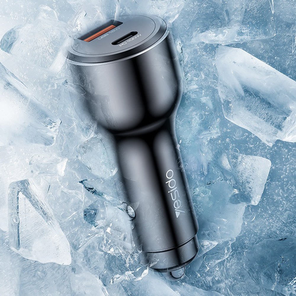 Ładowarka samochodowa Yesido Y65, 100W, 5A, 1 x USB-A - 1 x USB-C, Czarna