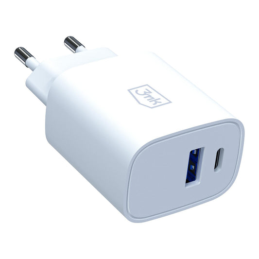 Ładowarka sieciowa 3MK FlowPower, 30W, 1 x USB-A - 1 x USB-C, Biała