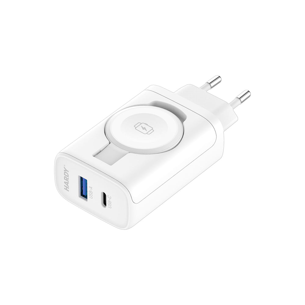 Ładowarka sieciowa 3MK Hardy 2w1, 33W, 3A, 1 x USB-A - 1 x USB-C, Biała