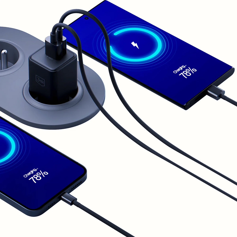 Ładowarka sieciowa 3MK Hyper, 20W, 3A, 1 x USB-A - 1 x USB-C, Czarny