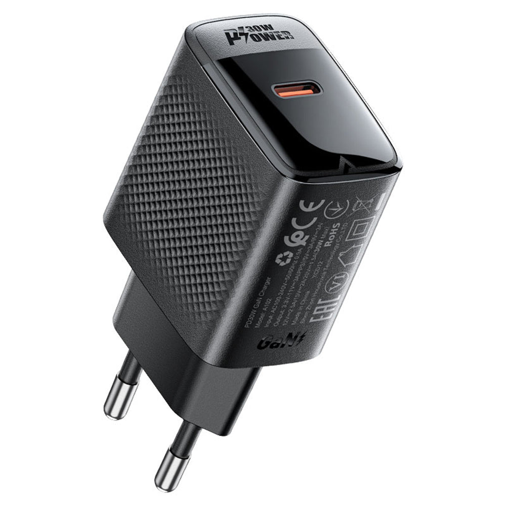 Ładowarka sieciowa Acefast A102, 30W, 3A, 1 x USB-C, Czarny